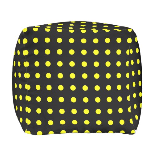 Black and Yellow Polka Dot Outdoor Pouf
