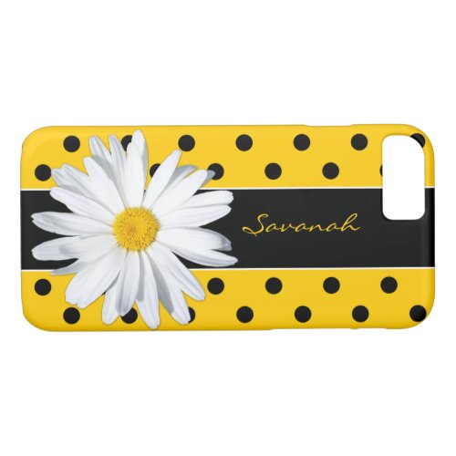 Black and Yellow Polka Dots Daisy iPhone 87 Case