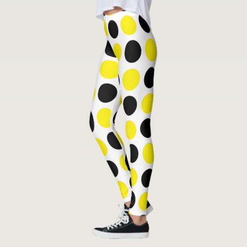 Black and Yellow Polka Dots Leggings