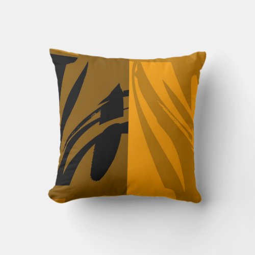 Black and Yellow Retro Painting Abstract Art Throw Pillow