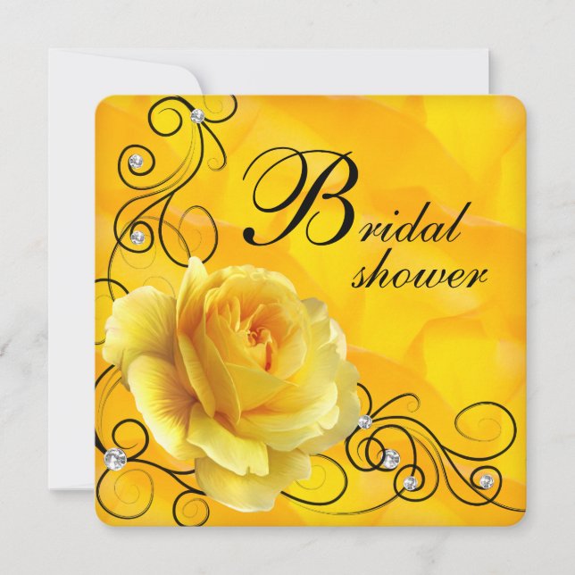 Black and Yellow Rose Bridal Shower Invitation (Front)