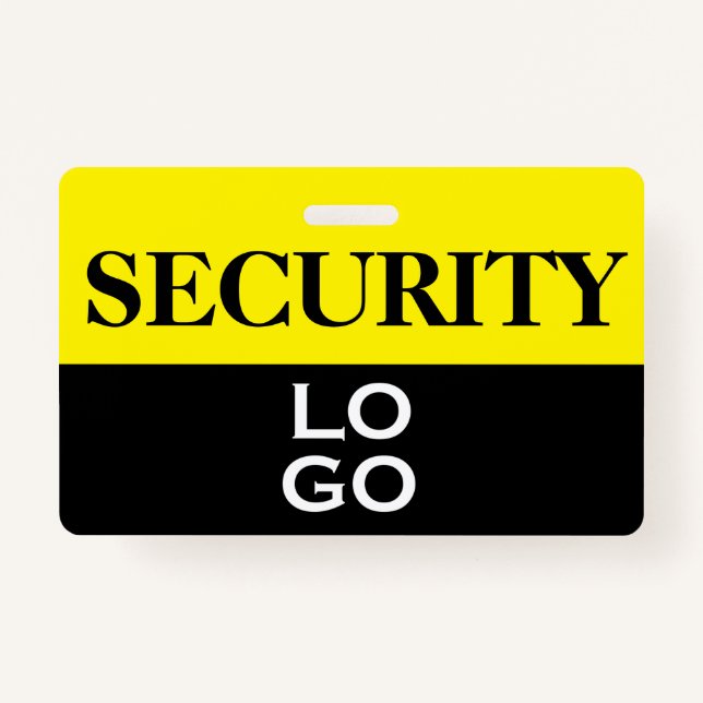 Black and Yellow Security with Custom Logo ID Badge (Front)