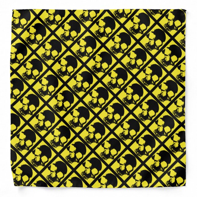 Black and yellow skull custom modern artistic bandana (Front)