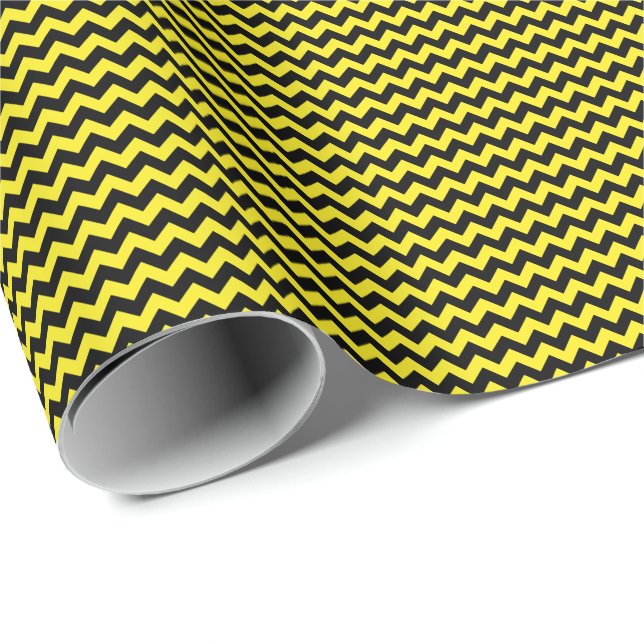 Black and Yellow Small Chevron Wrapping Paper (Roll Corner)
