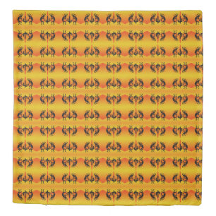 Black And Yellow Southwest Kokopelli Pattern Duvet Cover