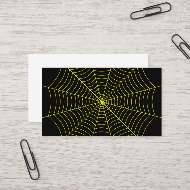 Black and yellow spider web Halloween pattern Business Card (Front/Back In Situ)