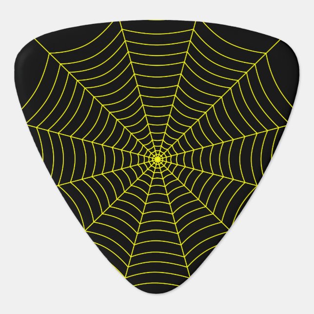 Black and yellow spider web Halloween pattern Guitar Pick (Front)