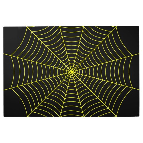 Black and yellow spider web Halloween pattern Metal Print
