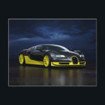 Black and Yellow Sports Car Postcard<br><div class="desc">This cool postcard has a black and yellow sports car on it. It is part of an assortment of mens postcards and stationery obtainable from Superkalifragilistic.</div>