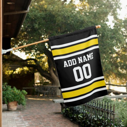 Black and Yellow Sports Jersey Custom Name Number House Flag