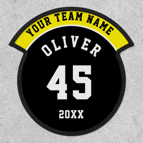 Black and Yellow Sports Player Team Name Number Patch