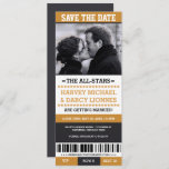 Black And Yellow Sports Ticket Save The Date Invitation at Zazzle