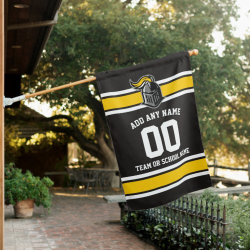 Black and Yellow Sporty Stripes and Mascot House Flag