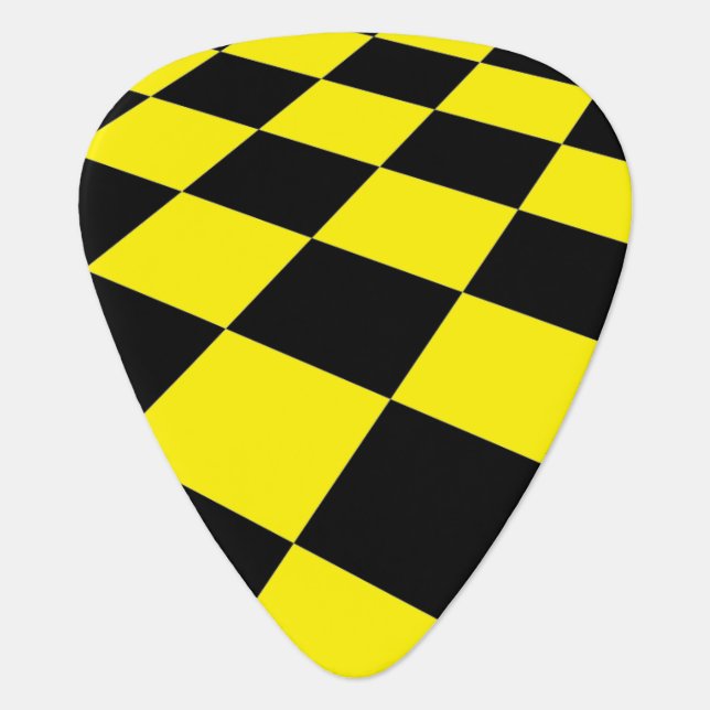 Black and Yellow Square Design Guitar Pick (Front)