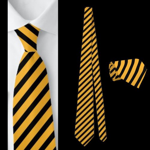 Black And Yellow Striped Abstract Pattern Neck Tie