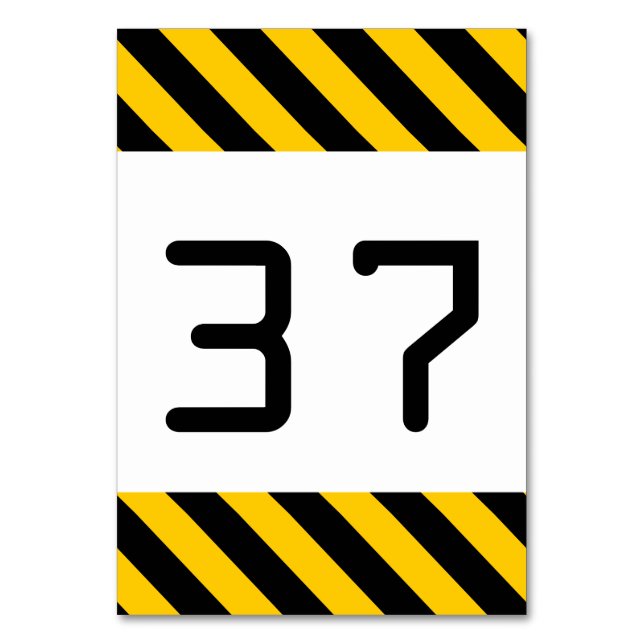 Black and Yellow Striped Table Card (Front)