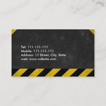 Black and Yellow Stripes Construction Business Card | Zazzle