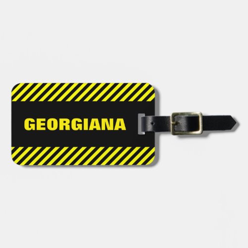 Black and Yellow Stripes  Personalized Name Luggage Tag