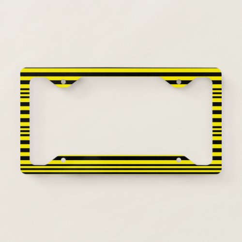 Black and Yellow Stripes X 3 License Plate Frame