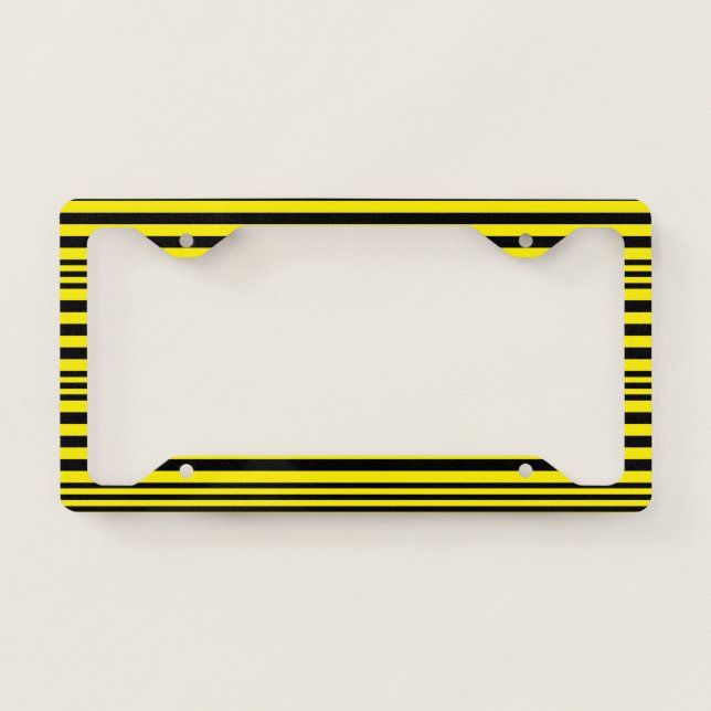 Black and Yellow Stripes X 3 License Plate Frame (Front)