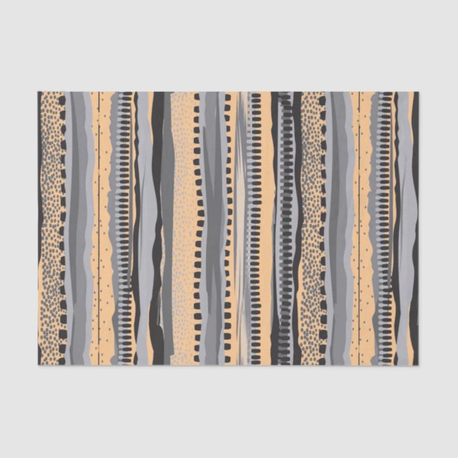 Black and yellow tribal geometric shapes pattern tissue paper (Front)