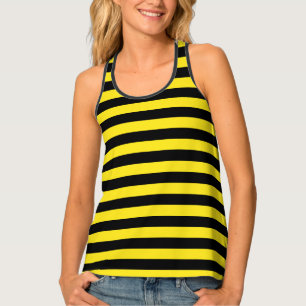 Black and Yellow Vintage Stripes Tank Top