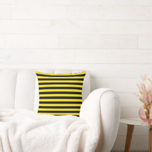 Black and Yellow Vintage Stripes Throw Pillow