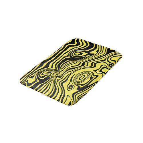 Black and Yellow Waves Bath Mat _ Custom Colors