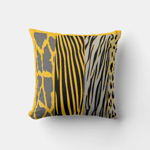 Black And Yellowi Printed Zebra Stripe Pillow