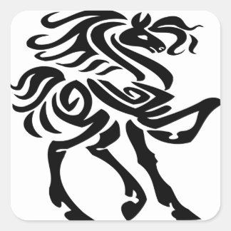 Black and Young Horse Square Sticker