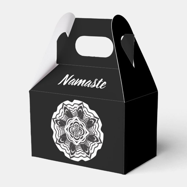 Black andWhite Namaste Floral Mandala Favor Box