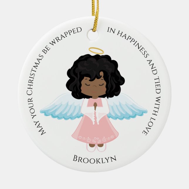 Black Angel Ceramic Ornament (Front)