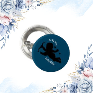 Black Angel, Cute Arrow Bow Vintage Cherub Round Button