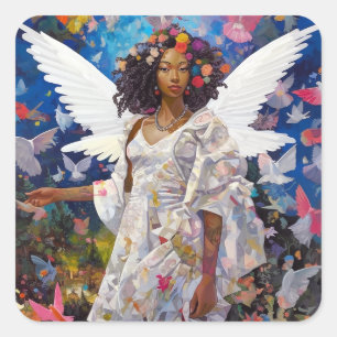 Black Angel Fantasy Art Square Sticker