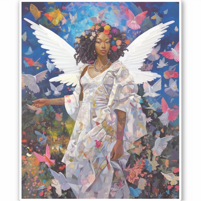 Black Angel Fantasy Art Sticker (Front)