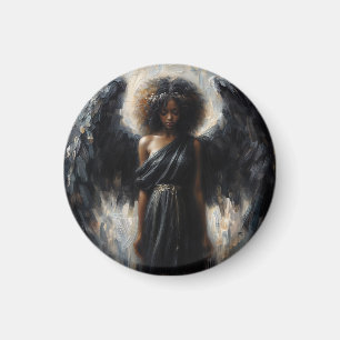 Black Angel Girl With Dark Wings Magnet
