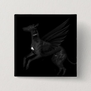 Black Angel Greyhound Button