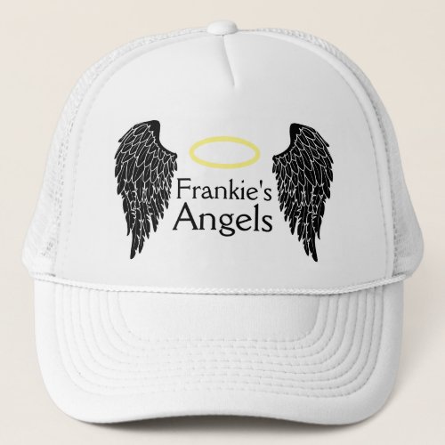 Black Angel Wings and Gold Halo Trucker Hat