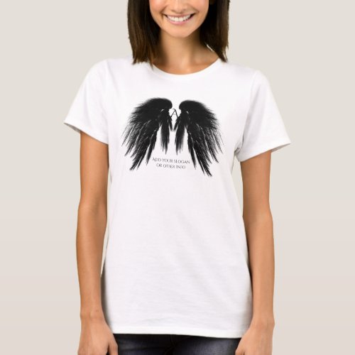 BLACK ANGEL WINGS Front Monogram T_Shirt