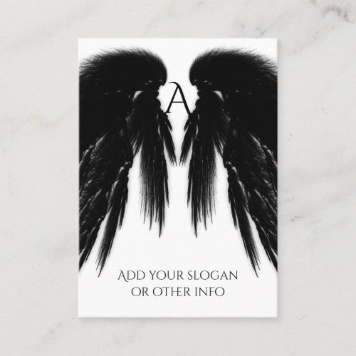 BLACK ANGEL WINGS Monogram Business Card