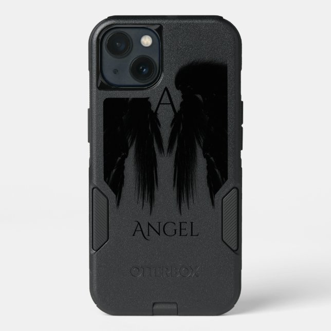 BLACK ANGEL WINGS Monogram Otterbox iPhone Case (Back)