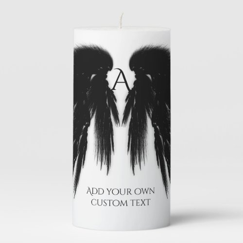 BLACK ANGEL WINGS Monogram Pillar Candle