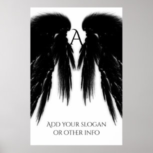 BLACK ANGEL WINGS Monogram Poster