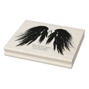BLACK ANGEL WINGS Monogram Rubber Stamp