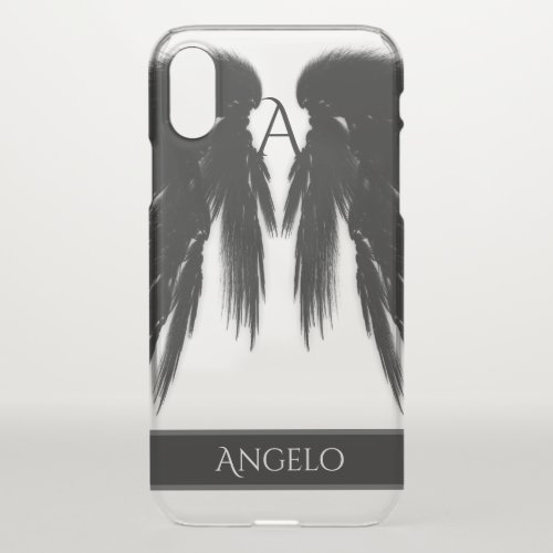 BLACK ANGEL WINGS Monogram iPhone XS Case