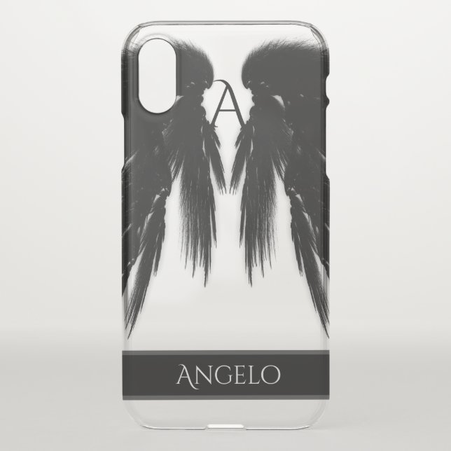 BLACK ANGEL WINGS Monogram Uncommon iPhone Case (Back)