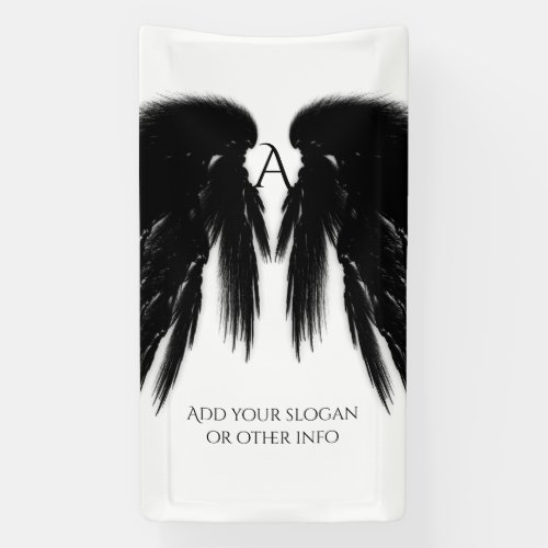 Black Angel Wings Monogram Vertical Banner