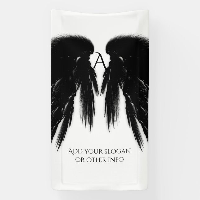 Black Angel Wings Monogram Vertical Banner (Vertical)