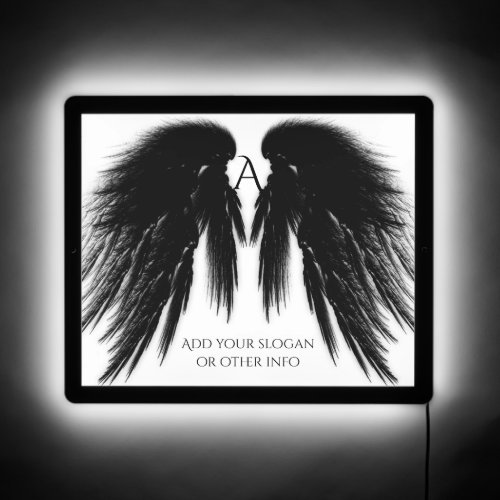 BLACK ANGEL WINGS Monogram Vertical LED Sign