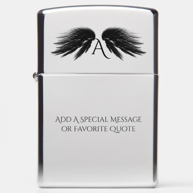 BLACK ANGEL WINGS Monogram Zippo Lighter (Front)